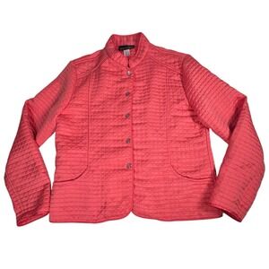Robert Louis New York London Medium Paris‎ Quilted Coral Pink Button up Jacket